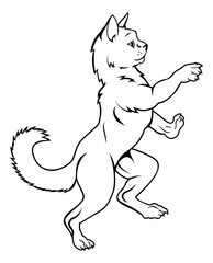 Cat Pet in Heraldic Rampant Coat of Arms Pose