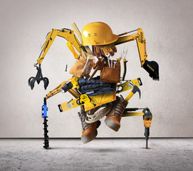 Building tools and equipment like a constructiion robot