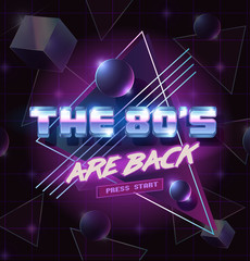 Vector emblem. The 80's are back! 80's style illustration.
