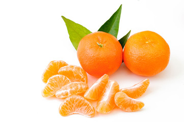 orange fruits isolated on white background.