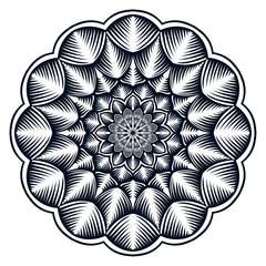 Hand drawn element. Black and white. Mandala. Vector illustration.
