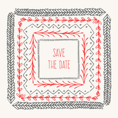 Save the Date. Vintage vector drawing frames to your template.