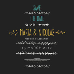 Save the Date. Vintage vector drawing frames to your template.