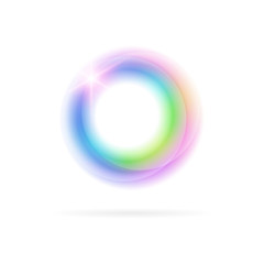 Bright circle on a light background.