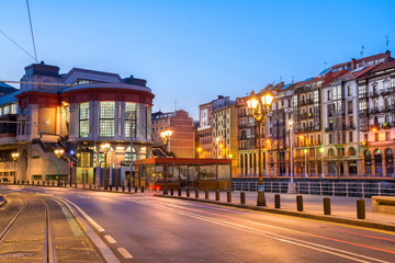 Fototapeta na wymiar sunrise at ribera foodmarket in Bilbao, Spain