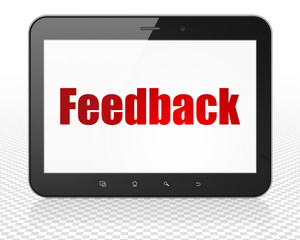Business concept: Tablet Pc Computer with Feedback on display