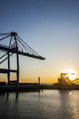 Obraz premium Container terminal in the evening