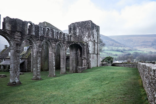 Llanthony abbey in brecon beacons national park, whales 