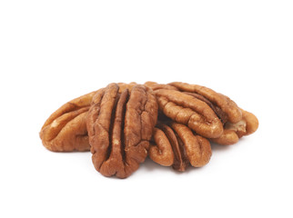 Pile of pecan nuts isolated