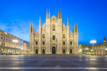 Fototapeta na wymiar Duomo of Milan at night in Milan, Milano, Italy