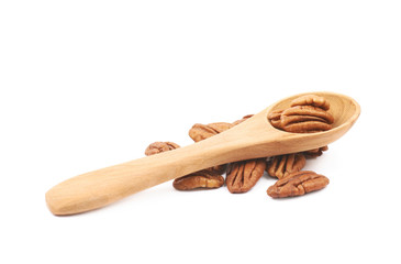 Pile of pecan nuts isolated