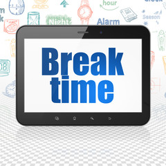 Timeline concept: Tablet Computer with Break Time on display