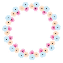 Abstract floral wreath in soft pastel colors. isolated design element for invitations, scrapbook. Flowers frame for holidays, events and decoration