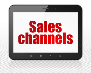 Marketing concept: Tablet Pc Computer with Sales Channels on display