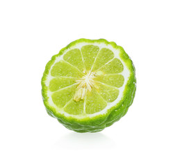 A half of bergamot fruit isolated on white background.