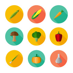Vegetables icon set.