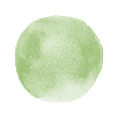 Green round watercolor on white background