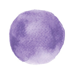 Violet round watercolor on white background