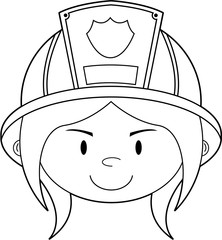 Cute Cartoon Colour In Fireman - Firefighter