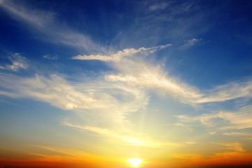 Naklejka na ściany i meble beautiful sunrise and cloudy sky