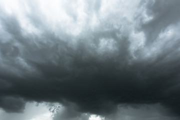Dark sky and black clouds before rainy, Dramatic black cloud and thunderstorm