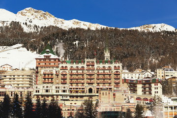 Hotel with snowy landscape