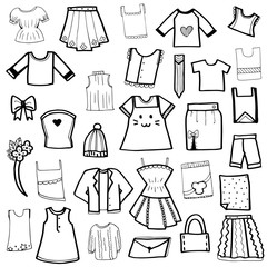 clothes doodle vector set