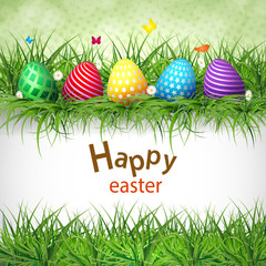 Golden Easter eggs on a wooden background