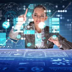Woman in futuristic data mining concept
