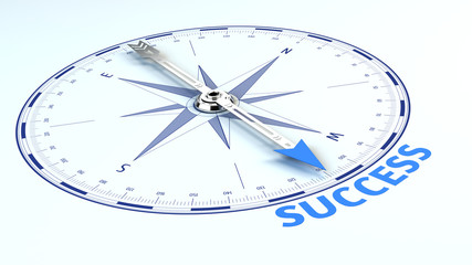 Success Business Concept - needle pointing the word success. 3d illustration