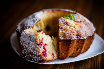 sweet honey cake with raisins and berries