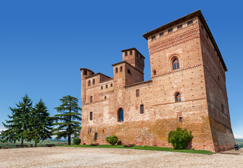 Old castle under blue sky.