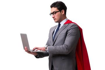 Super hero businessman isolated on white 