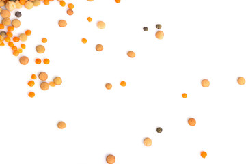 fruits lentils isolated on white background