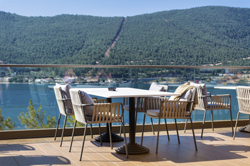 cozy  restaurant table with a sea view 