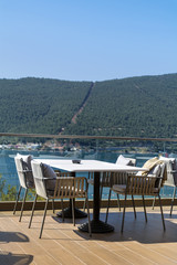 cozy  restaurant table with a sea view 