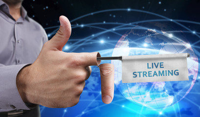 Business, Technology, Internet and network concept. Young entrepreneurs have a creative approach to the presentation: Live streaming