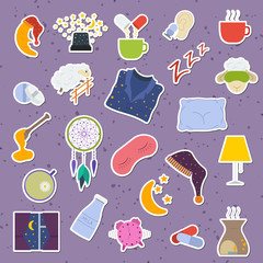 Set of colorful  sleep and insomnia icon