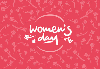 Fototapeta premium Womens day vector lettering logo postcard with flowers