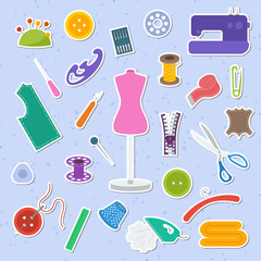 Set of colorful sewing icon