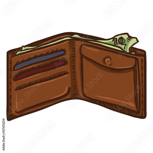 "Vector Single Cartoon Open Wallet" Stock image and royalty-free vector