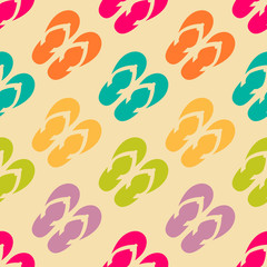 Seamless pattern with colorful flip flops