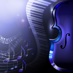 Music neon background with violin and piano © Arija