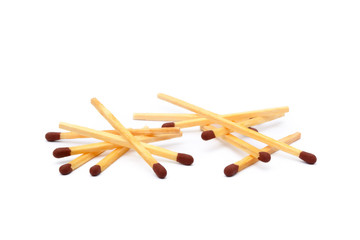 Pile of matches isolated on white background