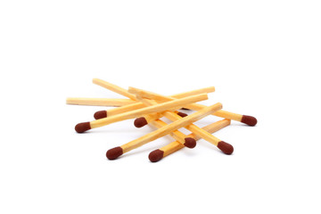 Pile of matches isolated on white background