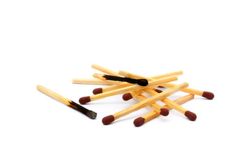 Pile of matches isolated on white background