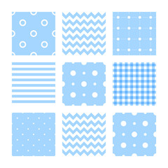 kids set of seamless patterns: lines, stripes, dots, zigzags