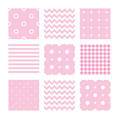 kids set of seamless patterns: lines, stripes, dots, zigzags