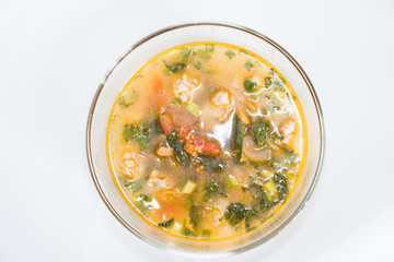spicy lemongrass soup with pork, hot and sour soup