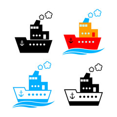 Obraz premium Ship vector icons on white background